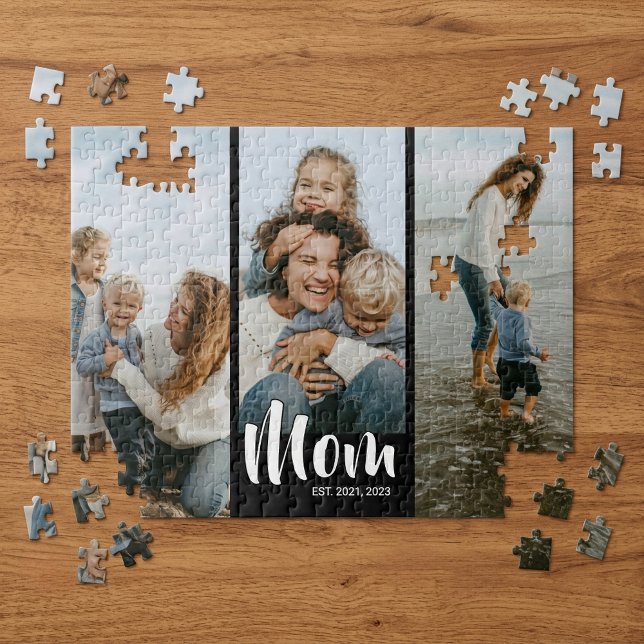 Puzzle Maman a établi le script moderne 3 Photo (Mom Established Modern Script 3 Photo Jigsaw Puzzle)
