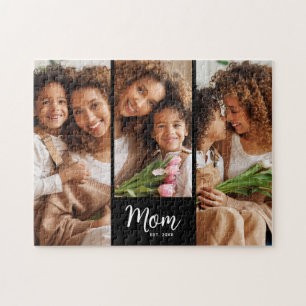 Puzzle Maman Date de Création Script 3 Photo Gras Moderne
