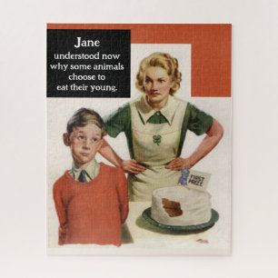 Puzzle Maman en colère et gâteau en ruine - Vintage Funny