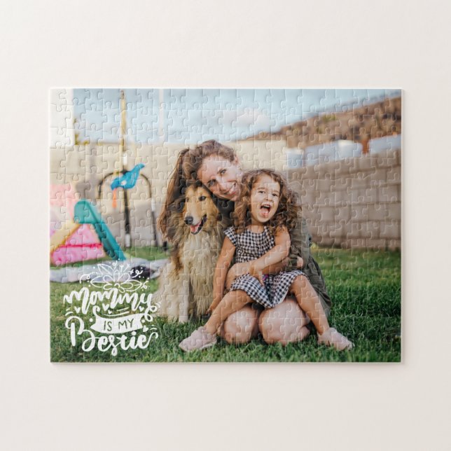 Puzzle Maman est ma bestie Citation de photo Lettres supe (Horizontal)