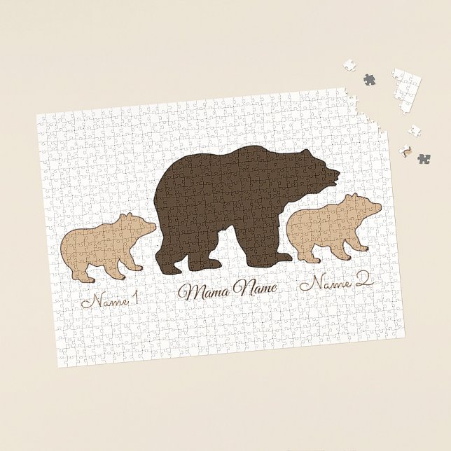 Puzzle Maman Ourse Personnalisée Avec 2 Noms d'Enfants Ca (Créateur téléchargé)