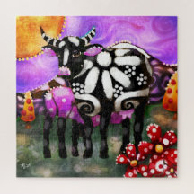 Maman vache et bébé abstrait fantaisiste Funky Far