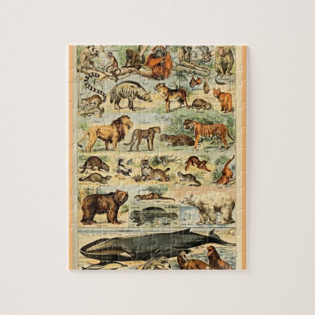 Puzzle Mammifères vintages Animaux Vieux art d'illustrati (Vertical)