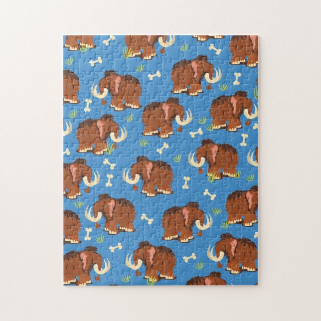Puzzle Mammoth Motif dessin animé mignon. (Vertical)