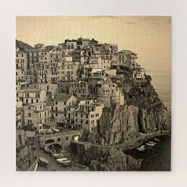 Puzzle Manarola en Sepia Tones - Italie - 20x20 - 676 pcs (Vertical)