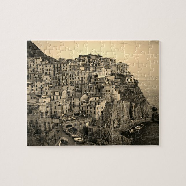 Puzzle Manarola en Sepia Tones - Italie - 8x10 - 110 pcs. (Horizontal)