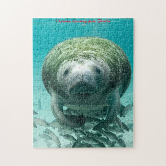 Puzzle Manatee Floride. Vœux de Noël (Vertical)
