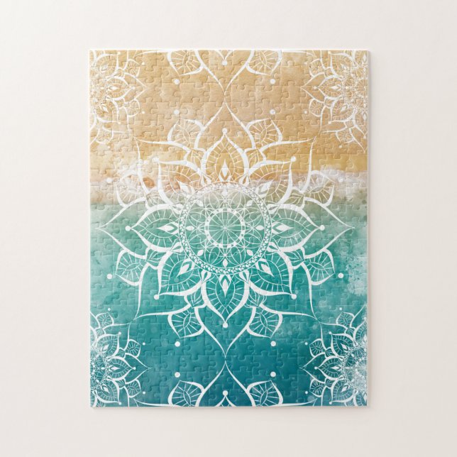 Puzzle Mandala aquarelle plage mer océan océan yoga zen (Vertical)