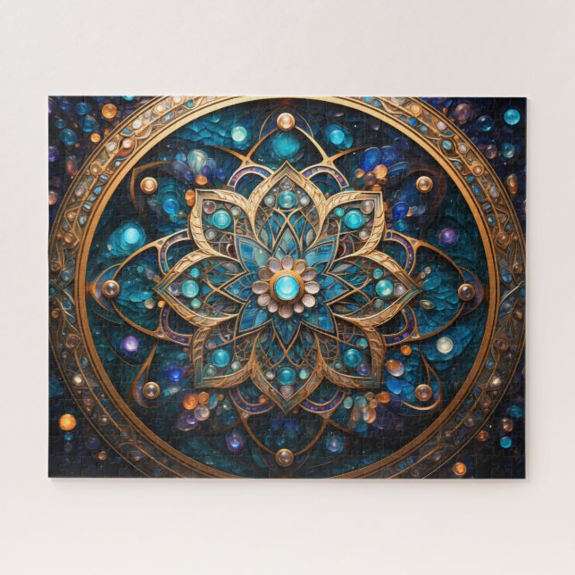 Puzzle Mandala Blue Gold (Horizontal)