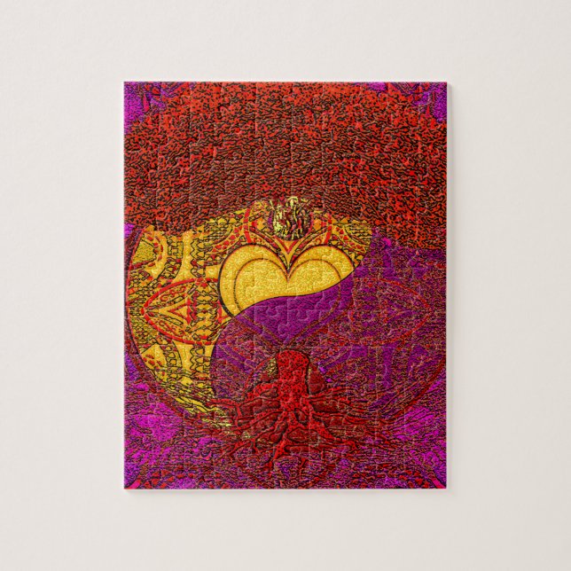 Puzzle Mandala de coeur en rouge (Vertical)