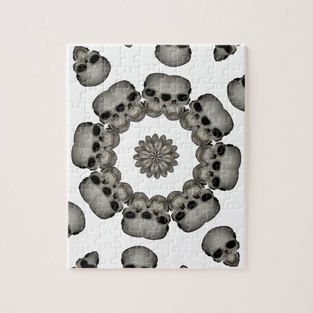 Puzzle Mandala de crâne humain effrayant (Vertical)