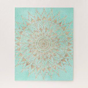 Puzzle Mandala de menthe et d'or