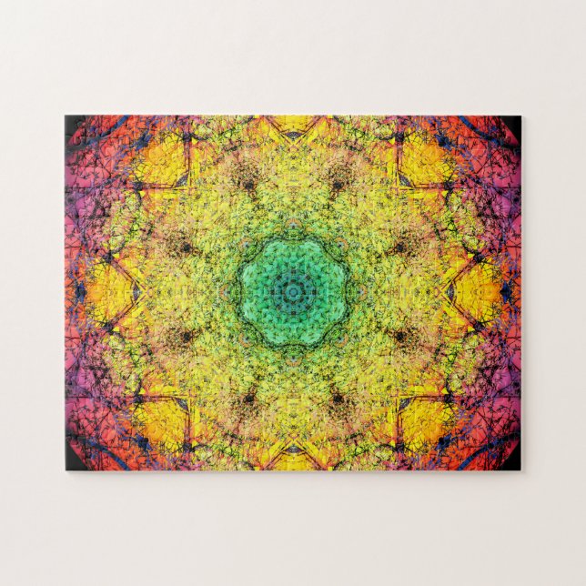 Puzzle Mandala de relaxation fractale coloré (Horizontal)