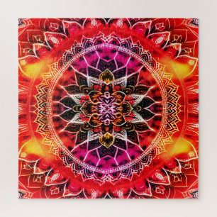 Puzzle Mandala décoratif rouge
