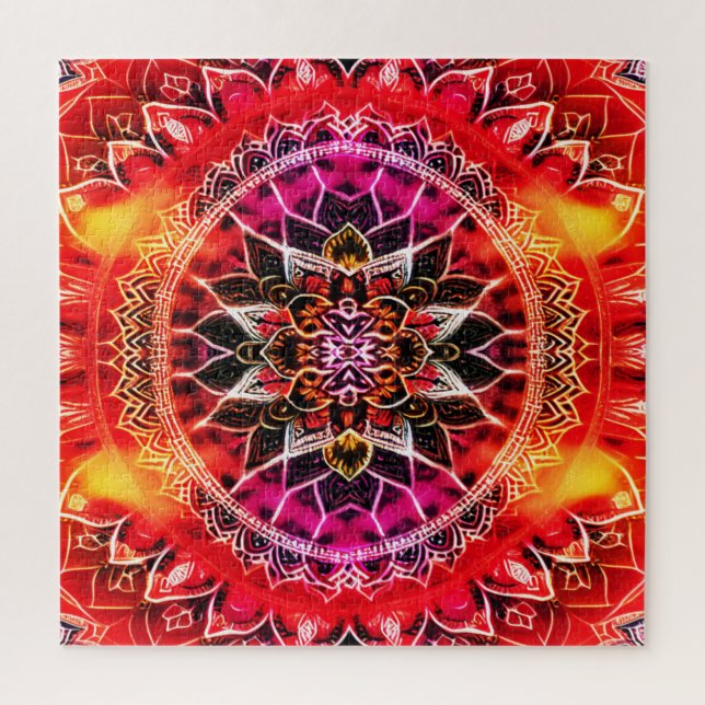 Puzzle Mandala décoratif rouge (Vertical)