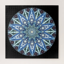 Puzzle Mandala Diamond bleu