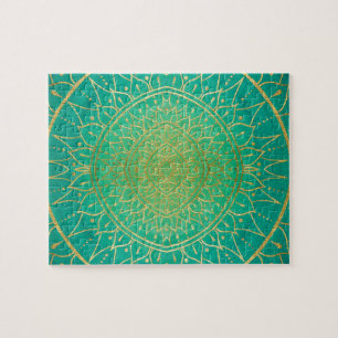 Puzzle Mandala Emeral Green Gold