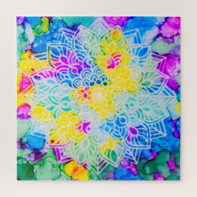 Puzzle Mandala en encre d'alcool (Vertical)