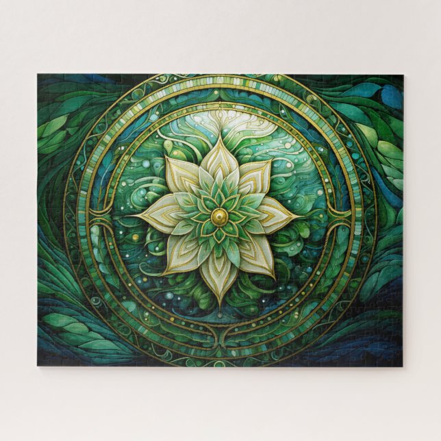 Puzzle Mandala Green Blue Gold (Horizontal)