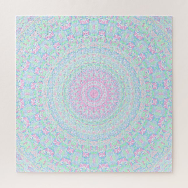 Puzzle Mandala Hippie Rétro Groovy Psychédélique Pastel C (Vertical)