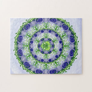 Puzzle Mandala, la déesse des triples lunes vertes et bl