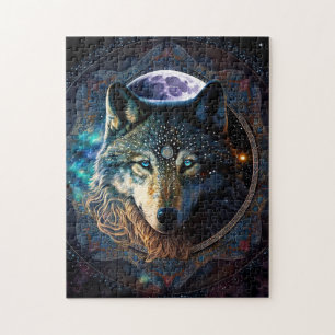 Puzzle Mandala, la lune mystique du loup