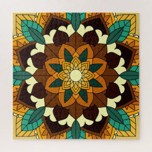 Puzzle Mandala Motif 2002 en jaune et bronzette