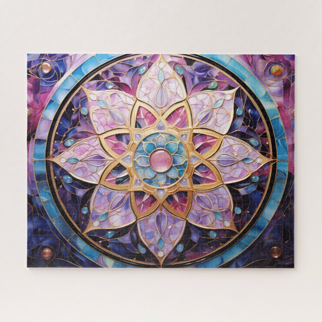 Puzzle Mandala rose violet (Horizontal)