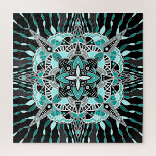 Puzzle Mandala turquoise et Turquoise Abstrait Méditerran