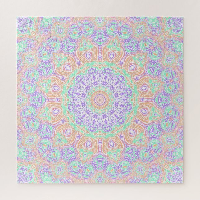 Puzzle Mandala violet orange et vert  (Vertical)