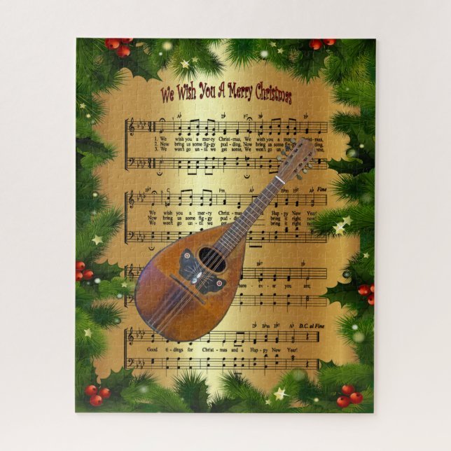 Puzzle Mandolin ~ "Nous Vous Souhaitons Un Joyeux Noël" ~ (Vertical)