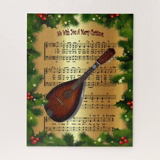 Puzzle Mandolin ~ "Nous Vous Souhaitons Un Joyeux Noël" ~ (Vertical)