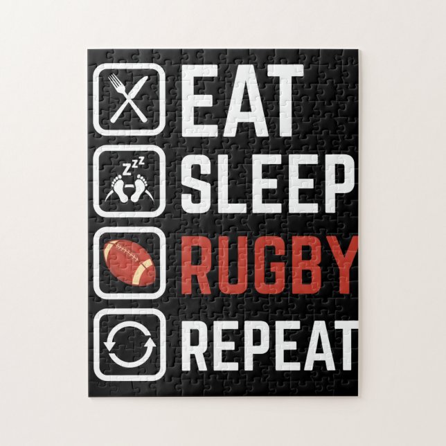 Puzzle Manger Sleep Rugby Répéter Sport Cadeau (Vertical)