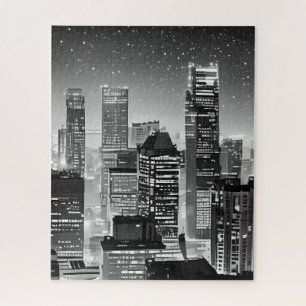 Puzzle Manhattan Under the Stars en noir et blanc