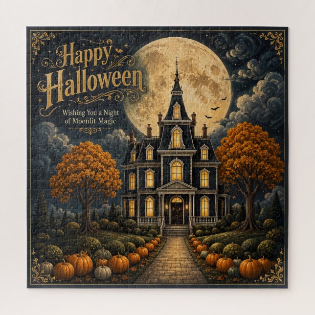 Puzzle Manoir Élégant Hanté Halloween (Vertical)
