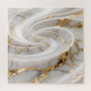 Puzzle Marbre blanc avec motif tourbillonnant doré