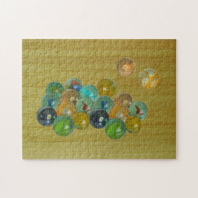 Puzzle - Marbres sur le plancher de bambou (Horizontal)