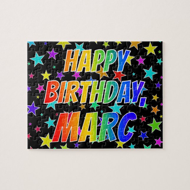 Puzzle "MARC" Prénom, Fun "JOYEUX ANNIVERSAIRE" (Horizontal)