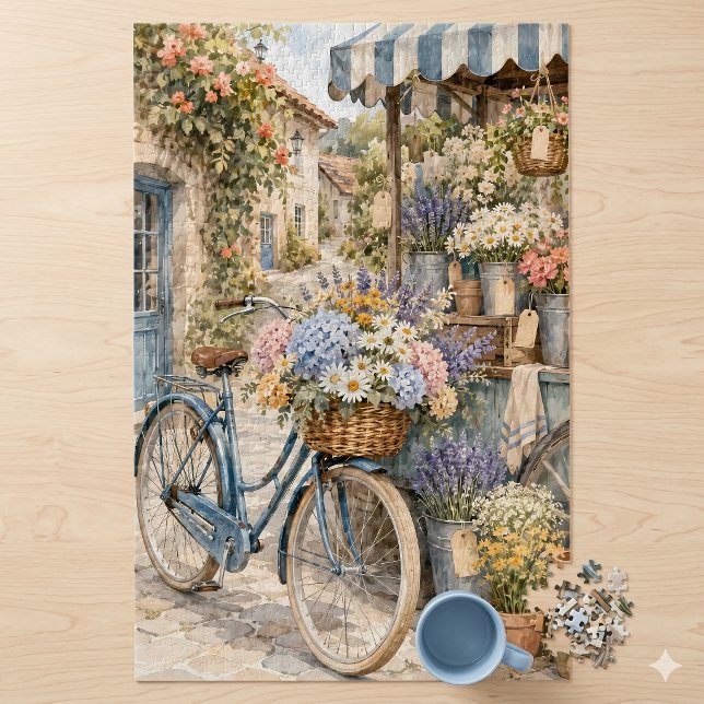 Puzzle Marché de fleurs Bloomcore avec bicyclette (Bloomcore Flower Market Bicycle Jigsaw Puzzle)