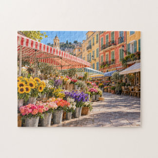 Puzzle Marché de fleurs coloré de la Côte d'Azur