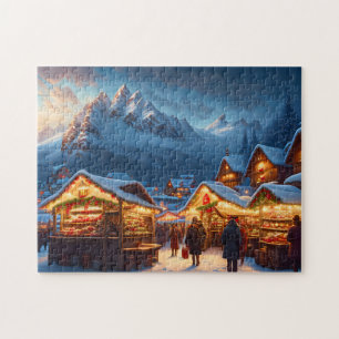 Puzzle Marché de Noël en montagne - sur mesure