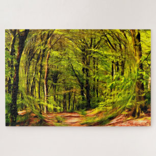 Puzzle Marche forestière au printemps.