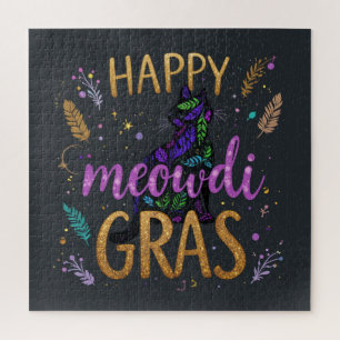 Puzzle Mardi Gras avec chat