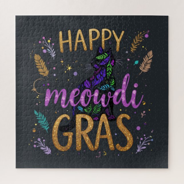 Puzzle Mardi Gras avec chat (Vertical)
