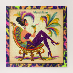 Puzzle Mardi Gras Femme Au Milieu Du Siècle Avec Martini