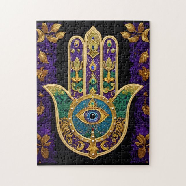 Puzzle Mardi Gras Or Violet Vert Hamsas Art (Vertical)