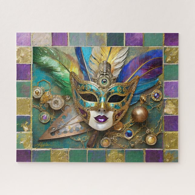Puzzle Mardi Gras Troisième Oeil Gold Céramique Masque (Horizontal)