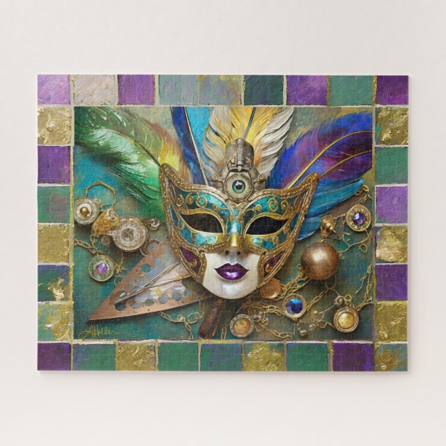 Puzzle Mardi Gras Troisième Oeil Gold Céramique Masque (Horizontal)