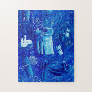 Puzzle Mariage Bleu Peinture d'Art Contemporain