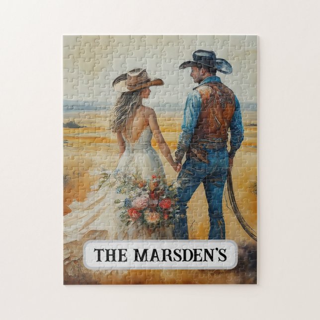 Puzzle Mariage Country Western Aquarelle (Vertical)